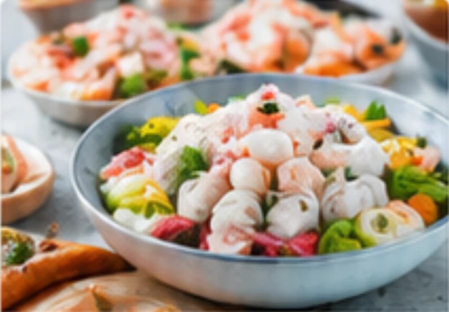 Hausgemachter Meeresfrüchtesalat